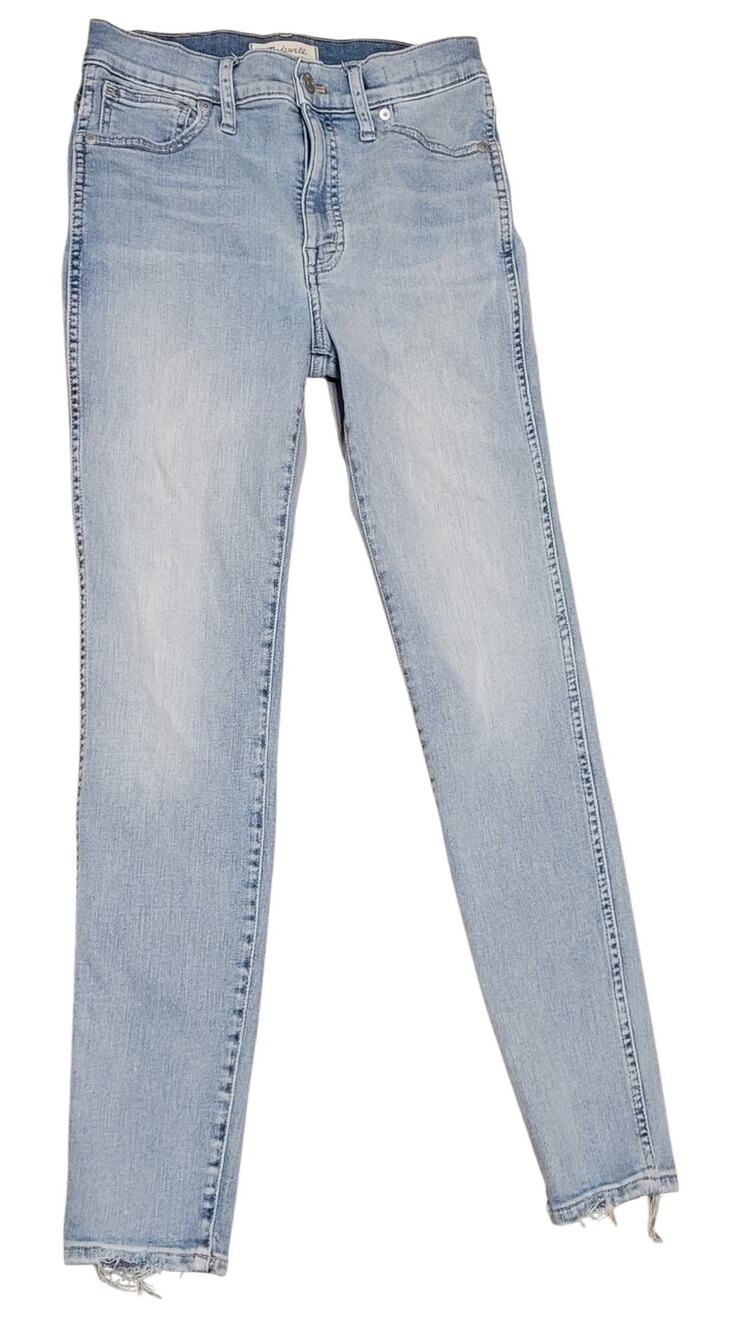 Madewell 10 High Rise Skinny Jeans Womens 27 Light Wash Chewed Raw Hem AJ168